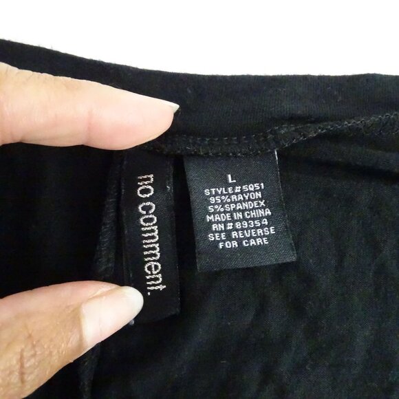 No Comment Black V-Neck T-Shirt Dress Women Size L Asymmetrical Hem With Pocket - Picture 4 of 7